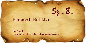 Szebeni Britta névjegykártya
